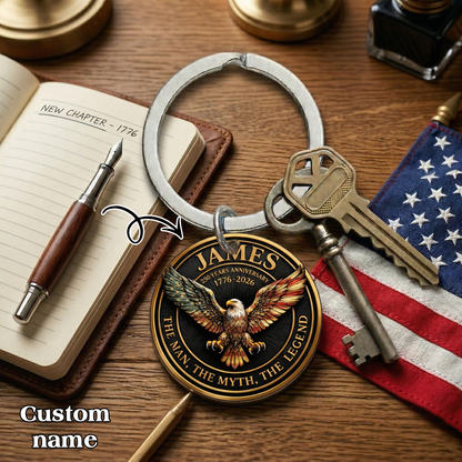 250 Years Anniversary Eagle The Man The Myth The Legend Printed Keychain