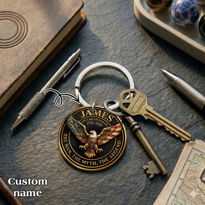 250 Years Anniversary Eagle The Man The Myth The Legend Printed Keychain