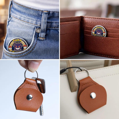 Poke 30th Anniversary Gengar 2 Collector Edition Printed Coin With Pocket Hug Leather Keychain