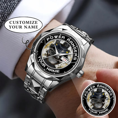 Mighty Morphin Power Rangers Black Ranger Helmet Custom Name Watch
