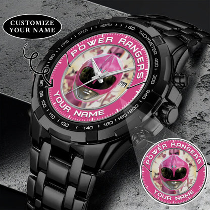 Mighty Morphin Power Rangers Pink Ranger Helmet Custom Name Watch