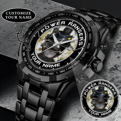 Mighty Morphin Power Rangers Black Ranger Helmet Custom Name Watch