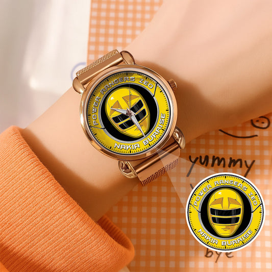 Power Rangers Zeo Yellow Nakia Burrise Stainless Steel Watch