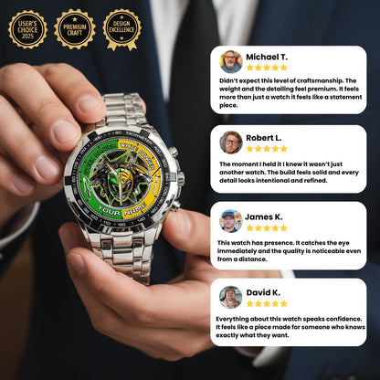 Mighty Morphin Power Rangers Green-White Ranger Tommy Oliver Custom Name Watch