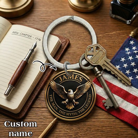 250 Years Anniversary Eagle The Man The Myth The Legend Printed Keychain